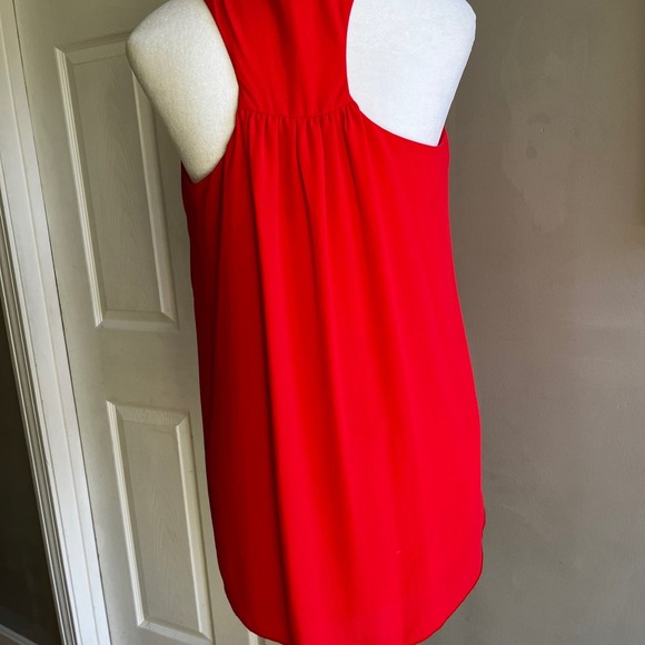 Red Sleeveless Tank Top V Neck Casual Blouse Summer Work Party Date Night - Picture 7 of 9